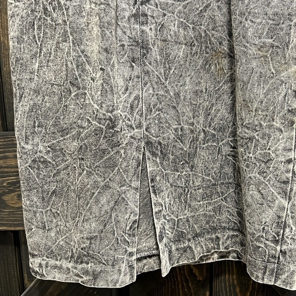 Rampage Dresses 7 Grey Marbled Denim Cap Sleeve Open Back Shoulder Pads Vtg - Picture 9 of 10